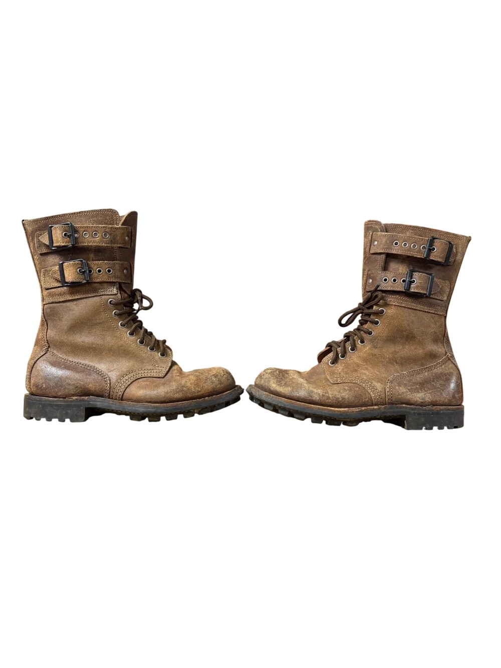 Belle Donne Vintage French Military Combat Boots Mens Size 9 Leather Lug Sole